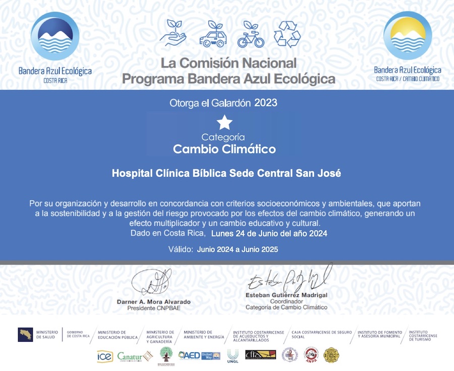 Programa Bandera Azul Ecológica - Hospital Clínica Bíblica